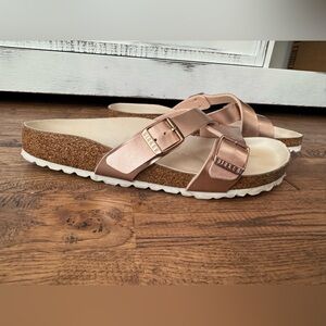 Birkenstock Yao Hex Metallic Copper Birko-Flor Sandals Women's Size 38 7